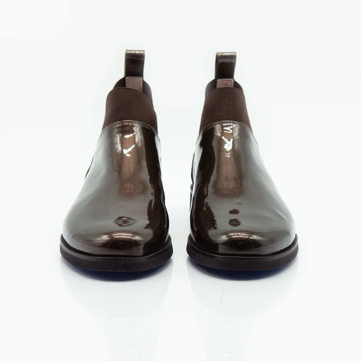 Figini - Stivaletti con elastico a V in vernice bronzo - Figini Milano