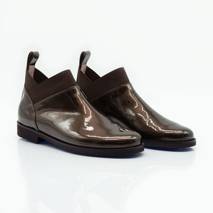 Figini - Stivaletti con elastico a V in vernice bronzo - Figini Milano