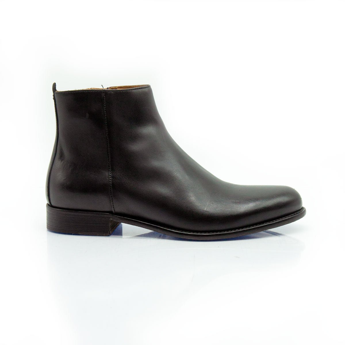 Figini - Stivaletti con cerniera e fondo cuoio in vitello nero - Figini Milano