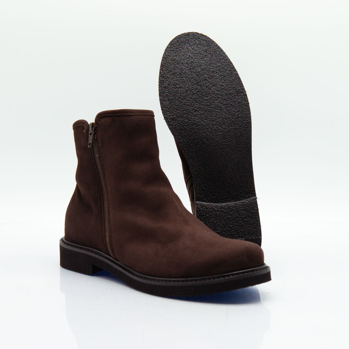 Figini - Stivaletti con doppia cerniera in camoscio testa di moro - Figini Milano