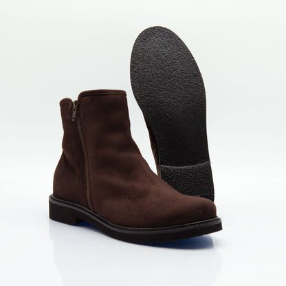 Figini - Stivaletti con doppia cerniera in camoscio testa di moro - Figini Milano