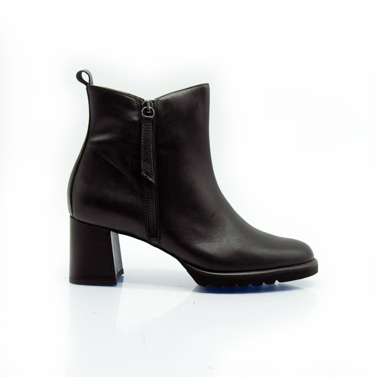 Figini - Stivaletti con doppia zip tacco 7 cm in vitello nero - Figini Milano