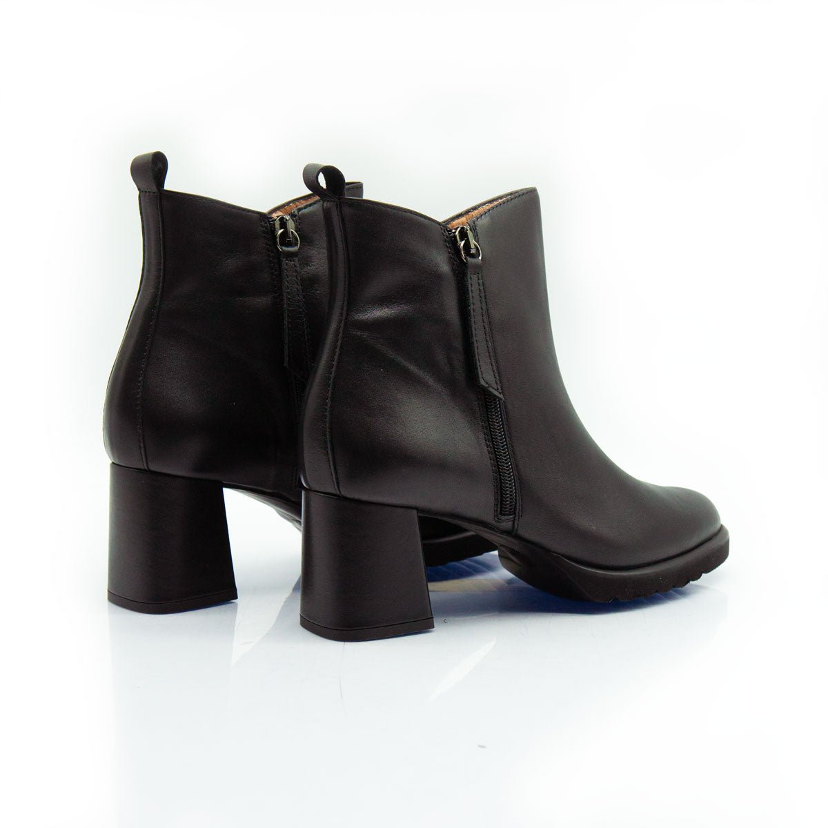 Figini - Stivaletti con doppia zip tacco 7 cm in vitello nero - Figini Milano