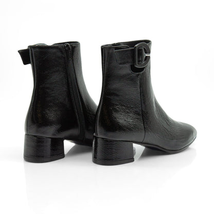 Figini - Stivaletti con fibbia e tacco 3 cm in vernice nero - Figini Milano