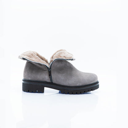 Figini - Stivaletti con fodera montone in camoscio Taupe - Figini Milano