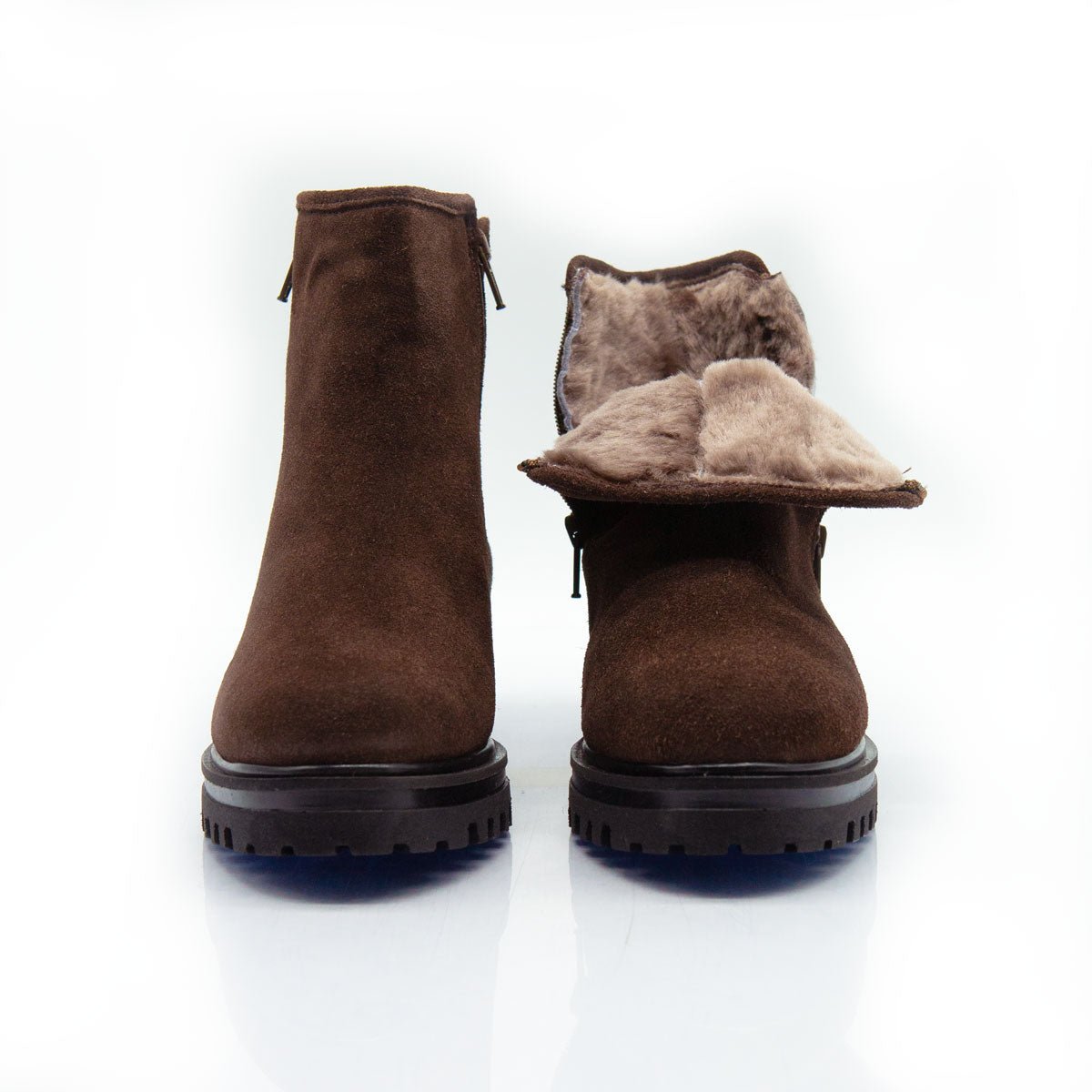 Figini - Stivaletti con fodera montone in camoscio testa di moro - Figini Milano