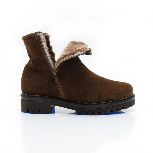 Figini - Stivaletti con fodera montone in camoscio testa di moro - Figini Milano