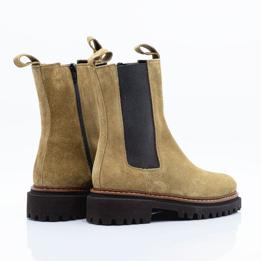 Figini - Stivaletti con fondo Chuncky in Camoscio Taupe - Figini Milano