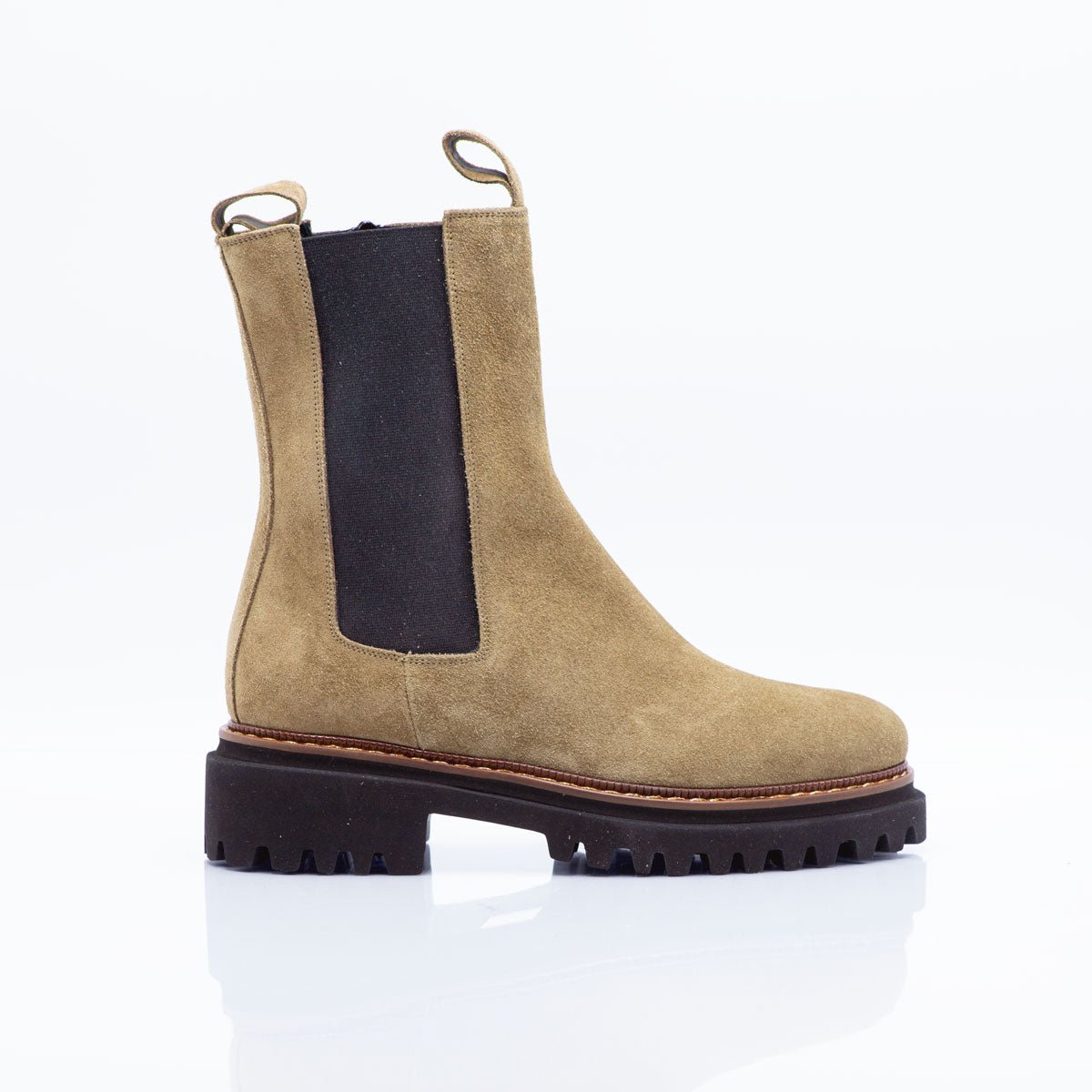 Figini - Stivaletti con fondo Chuncky in Camoscio Taupe - Figini Milano