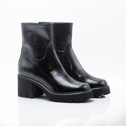 Figini - Stivaletti con tacco 6cm e fondo XL in vernice nera - Figini Milano
