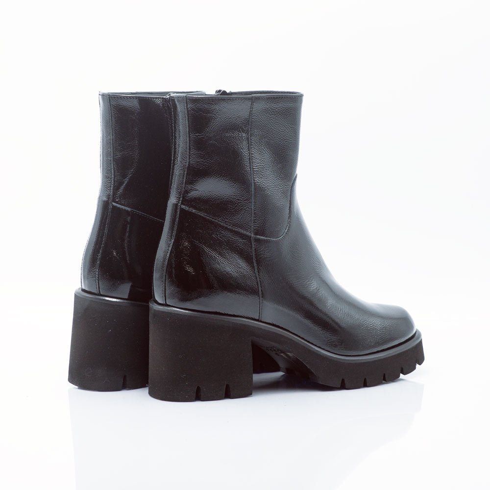 Figini - Stivaletti con tacco 6cm e fondo XL in vernice nera - Figini Milano