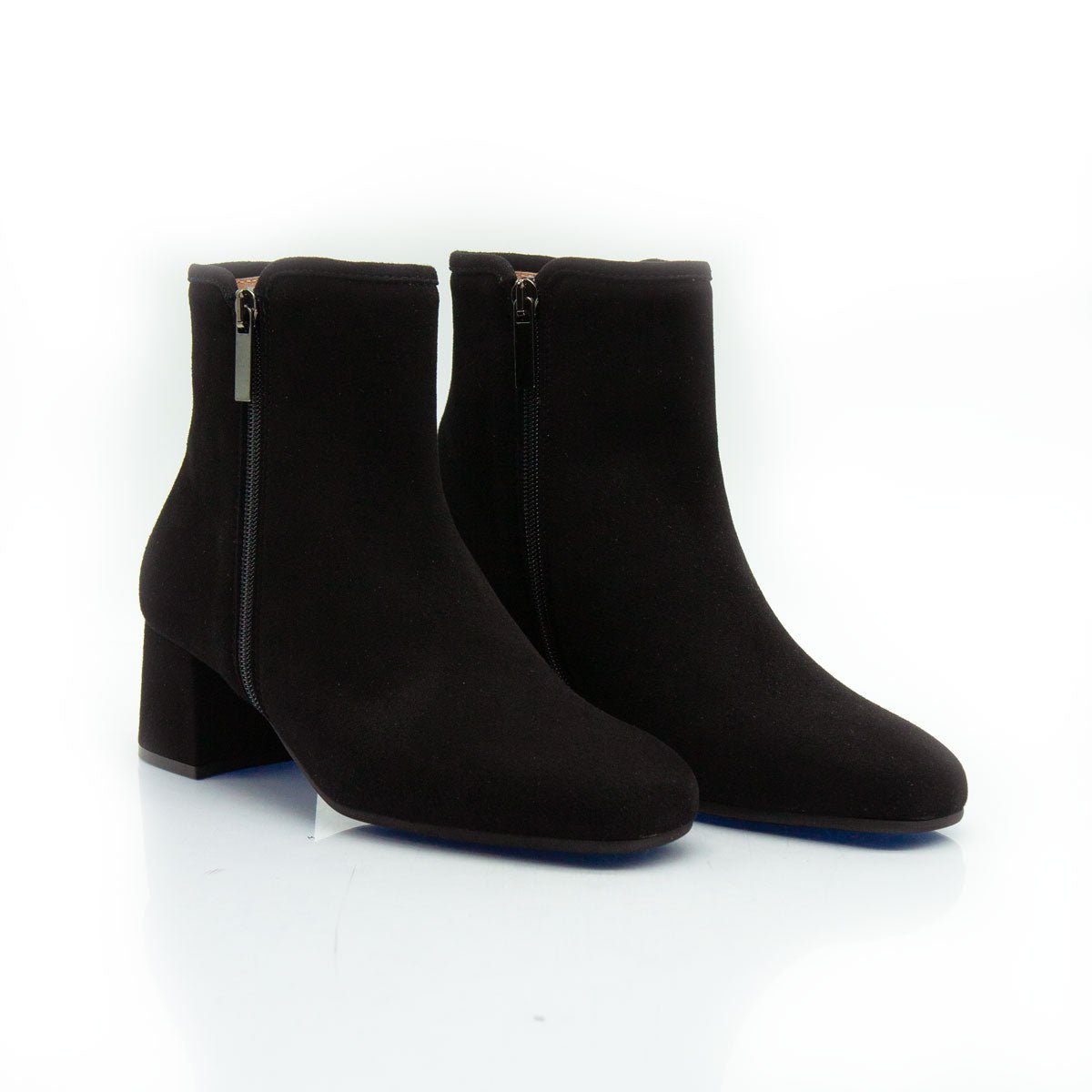 Figini - Stivaletti con zip e tacco 5 cm in camoscio nero - Figini Milano