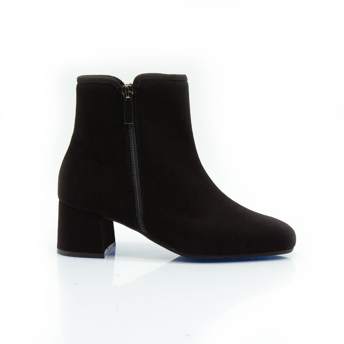 Figini - Stivaletti con zip e tacco 5 cm in camoscio nero - Figini Milano