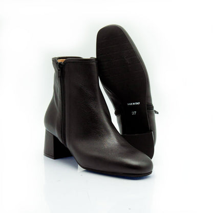 Figini - Stivaletti con zip e tacco 5 cm in vitello nero - Figini Milano