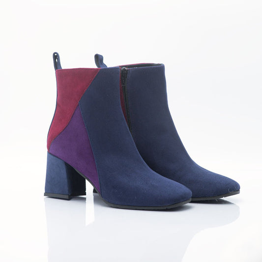 Figini - Stivaletti in 3 Textures tacco 7cm Blu Viola Rosso - Figini Milano
