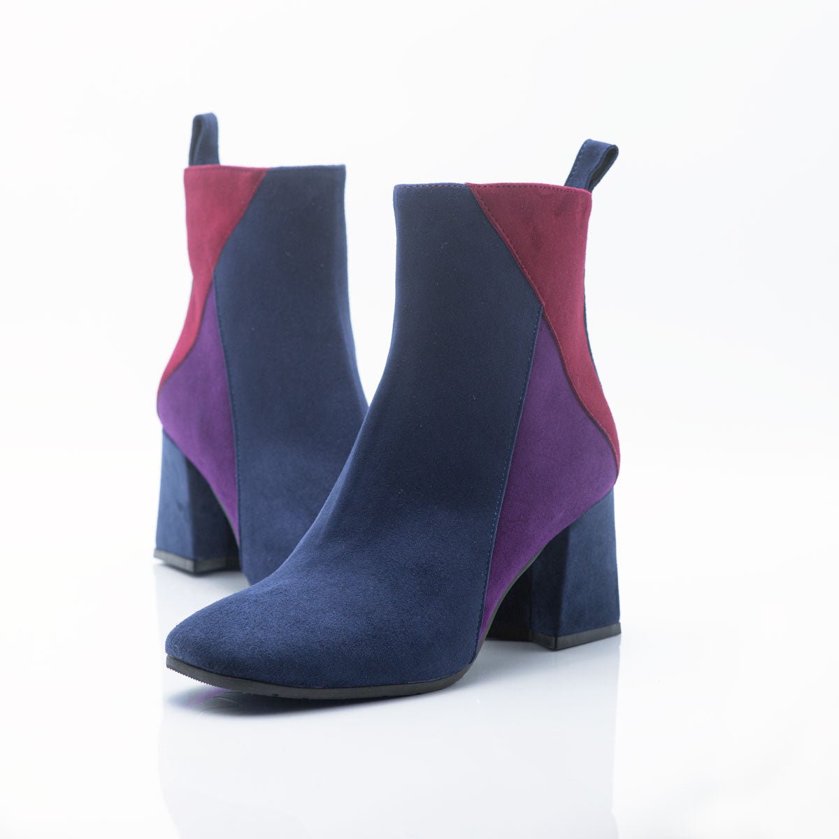 Figini - Stivaletti in 3 Textures tacco 7cm Blu Viola Rosso - Figini Milano