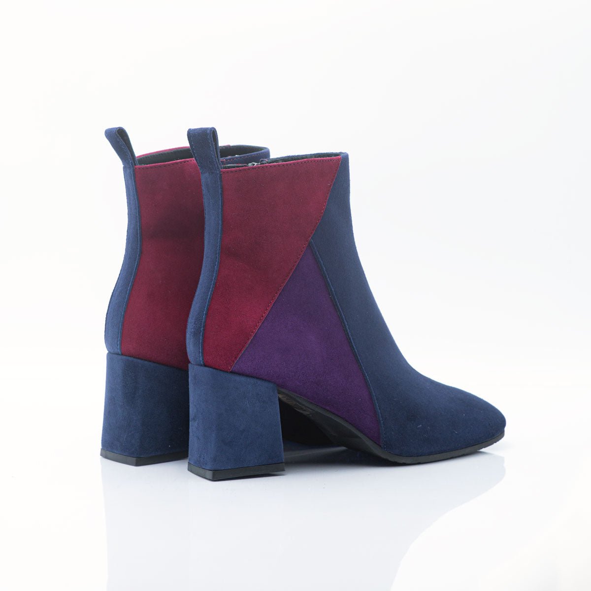 Figini - Stivaletti in 3 Textures tacco 7cm Blu Viola Rosso - Figini Milano