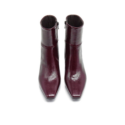 Figini - Stivaletti sfilati con tacco 5 cm in vernice bordeaux - Figini Milano