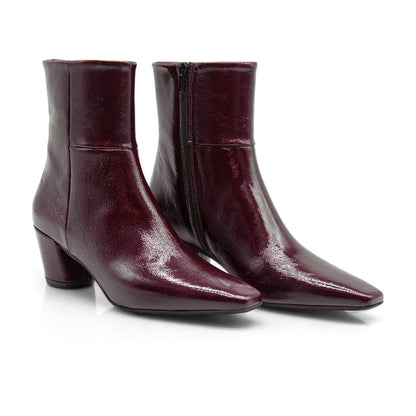Figini - Stivaletti sfilati con tacco 5 cm in vernice bordeaux - Figini Milano