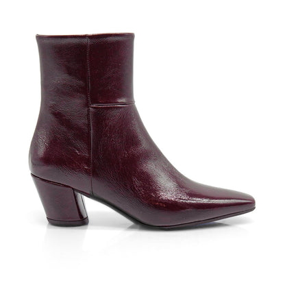 Figini - Stivaletti sfilati con tacco 5 cm in vernice bordeaux - Figini Milano