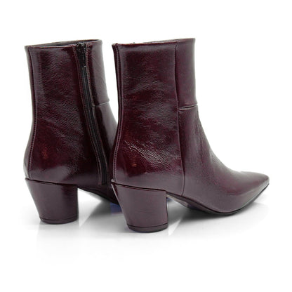 Figini - Stivaletti sfilati con tacco 5 cm in vernice bordeaux - Figini Milano