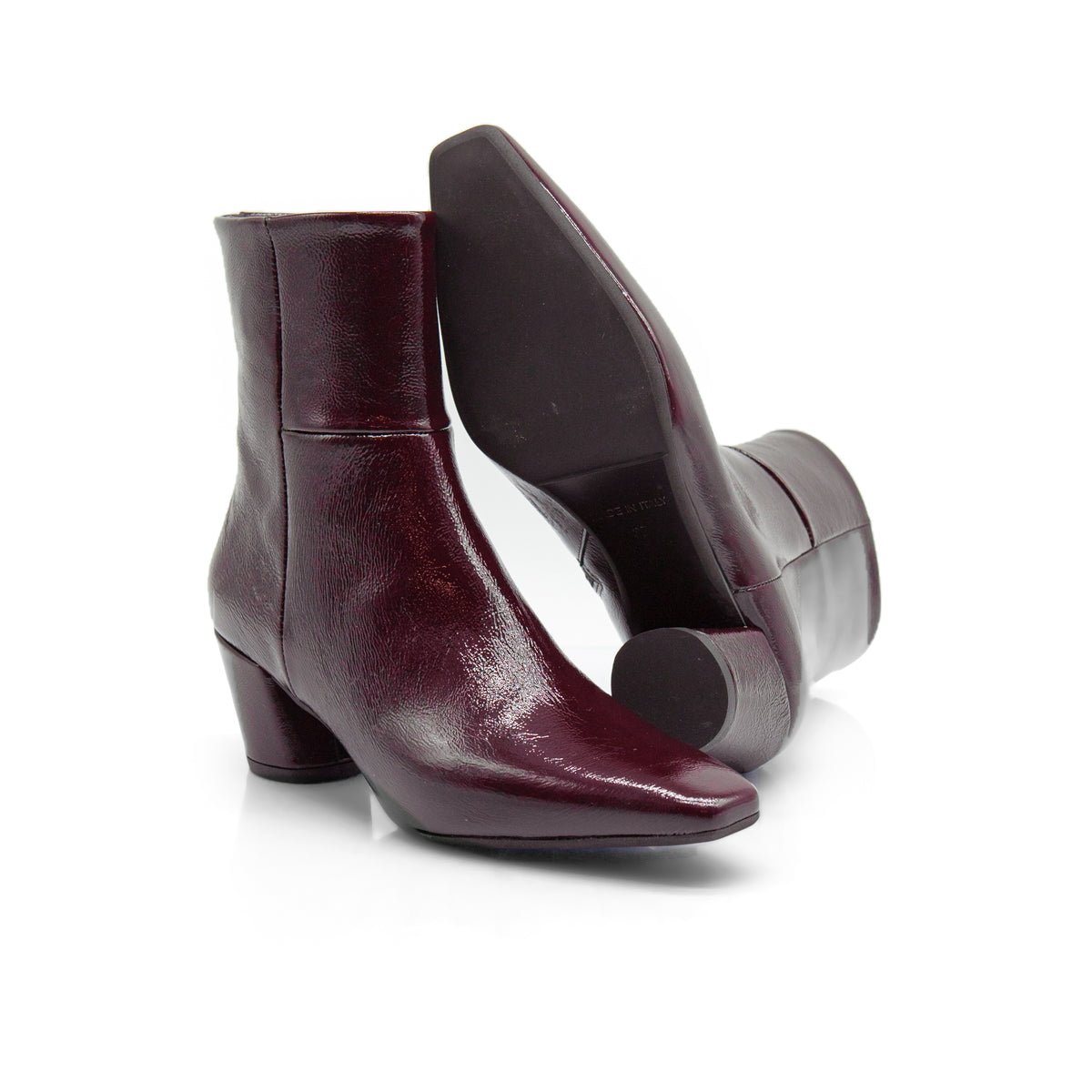 Figini - Stivaletti sfilati con tacco 5 cm in vernice bordeaux - Figini Milano