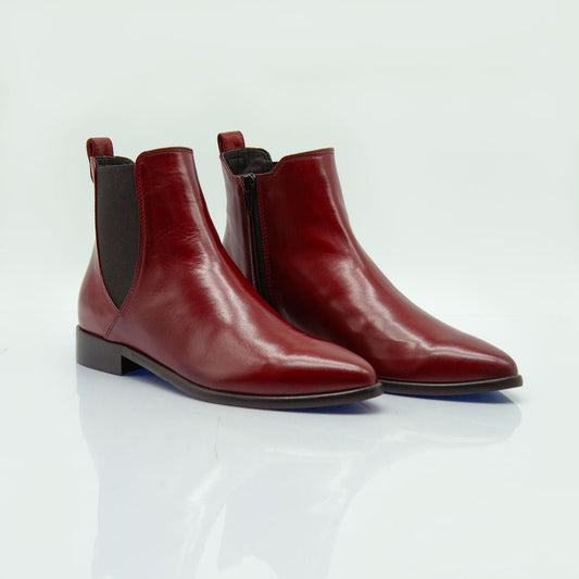 Figini - Stivaletto con tacco 2 cm in nappa guanto bordeaux - Figini Milano
