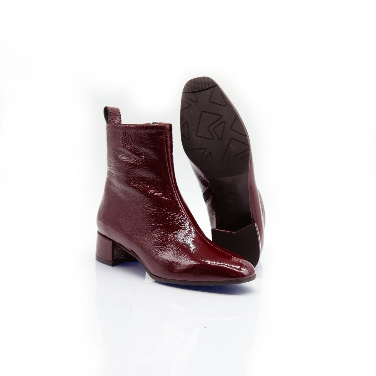 Figini - Stivaletto con tacco di 4 cm in vernice Bordeaux - Figini Milano