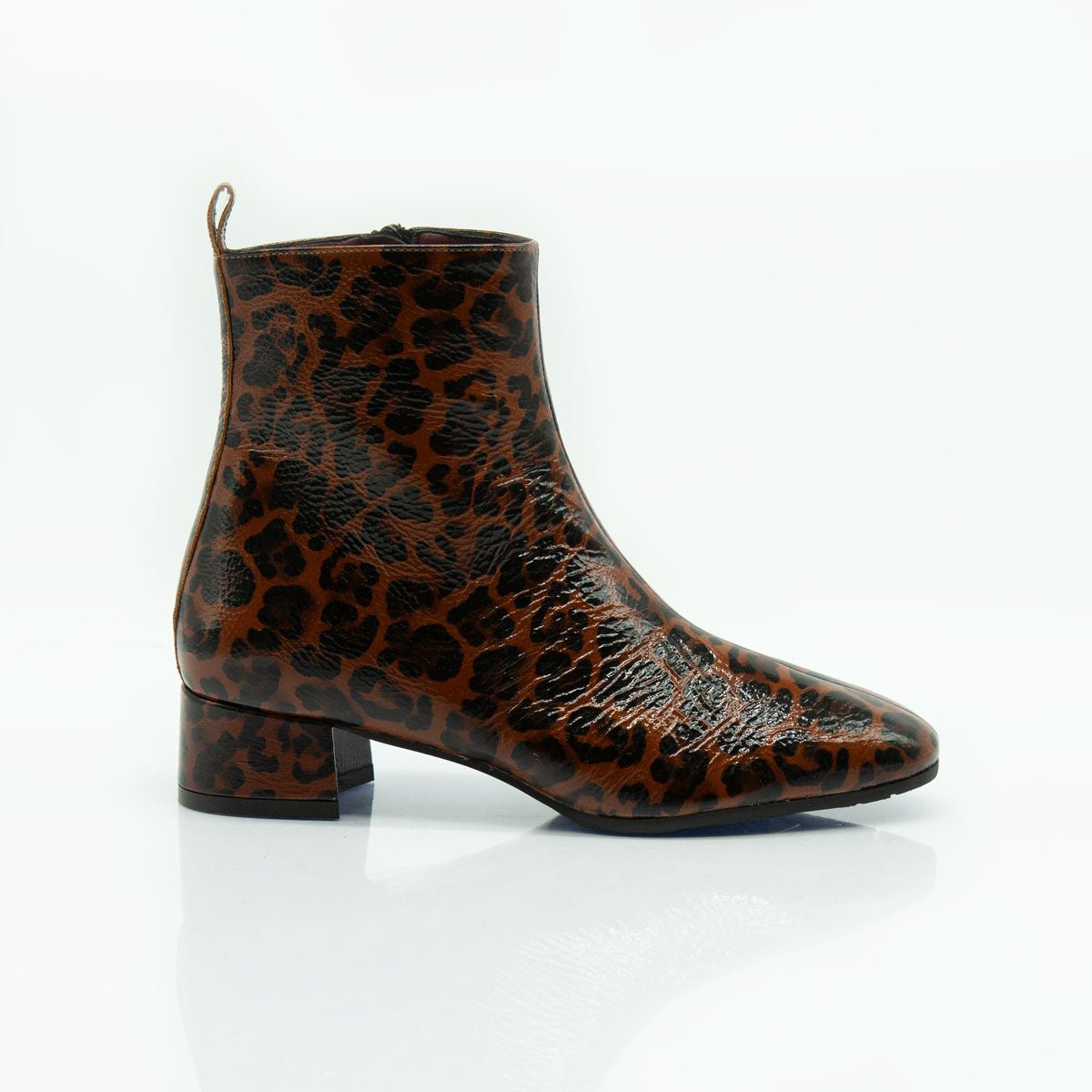 Figini - Stivaletto con tacco di 4 cm in vernice maculata - Figini Milano