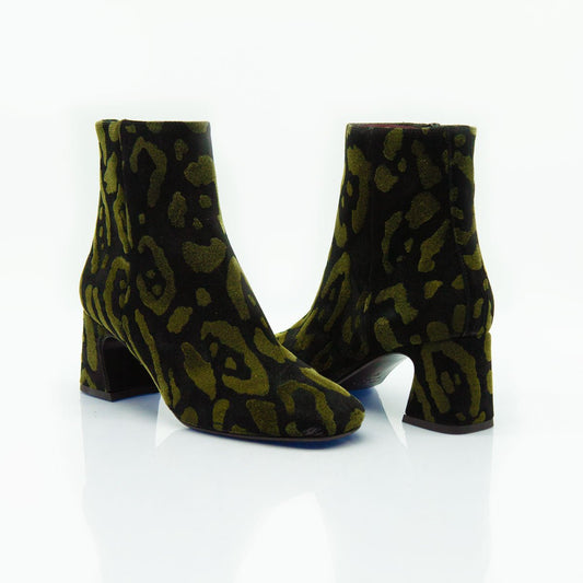 Figini - Stivaletto con tacco di 6 cm in camoscio mimetico nero - Figini Milano