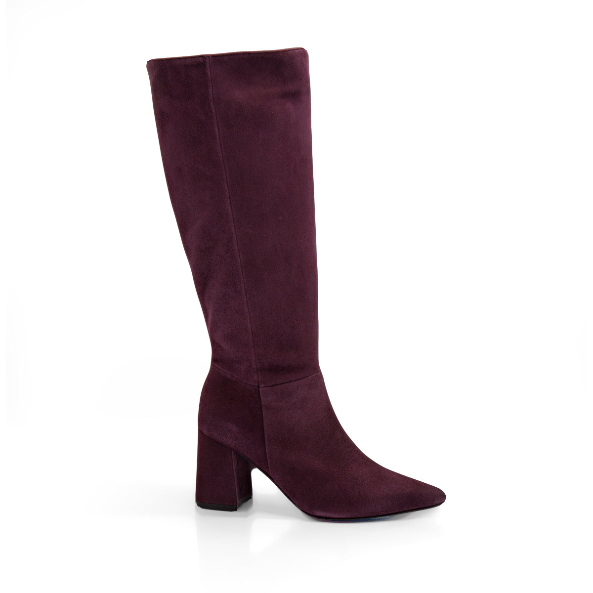 Figini - Stivali a punta con tacco 7cm in camoscio bordeaux - Figini Milano