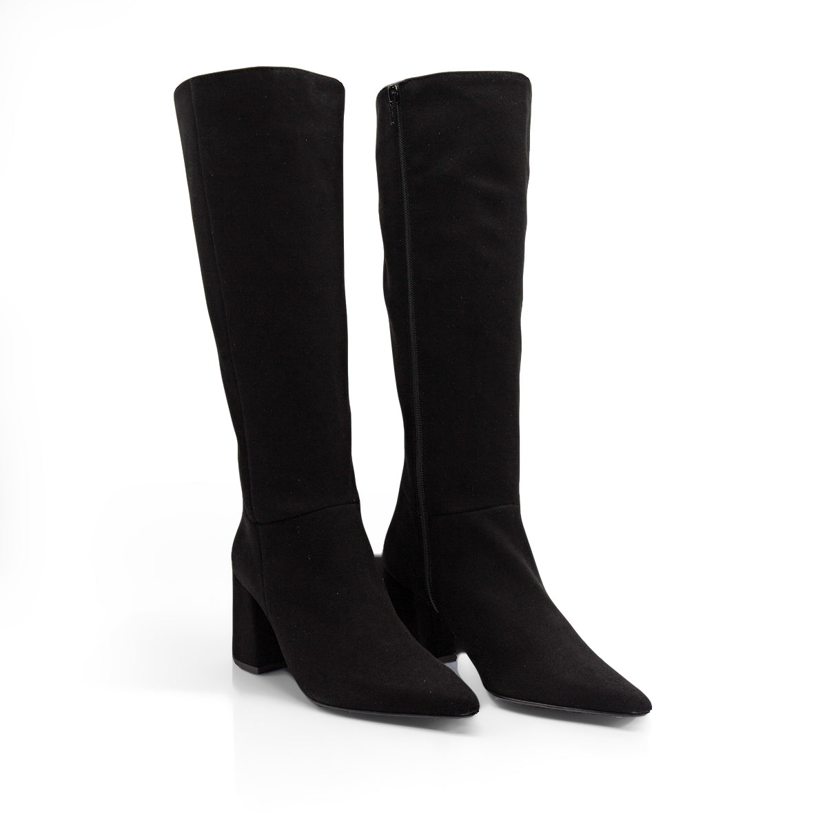 Figini - Stivali a punta con tacco 7cm in camoscio nero - Figini Milano