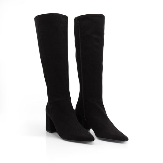 Figini - Stivali a punta con tacco 7cm in camoscio nero - Figini Milano