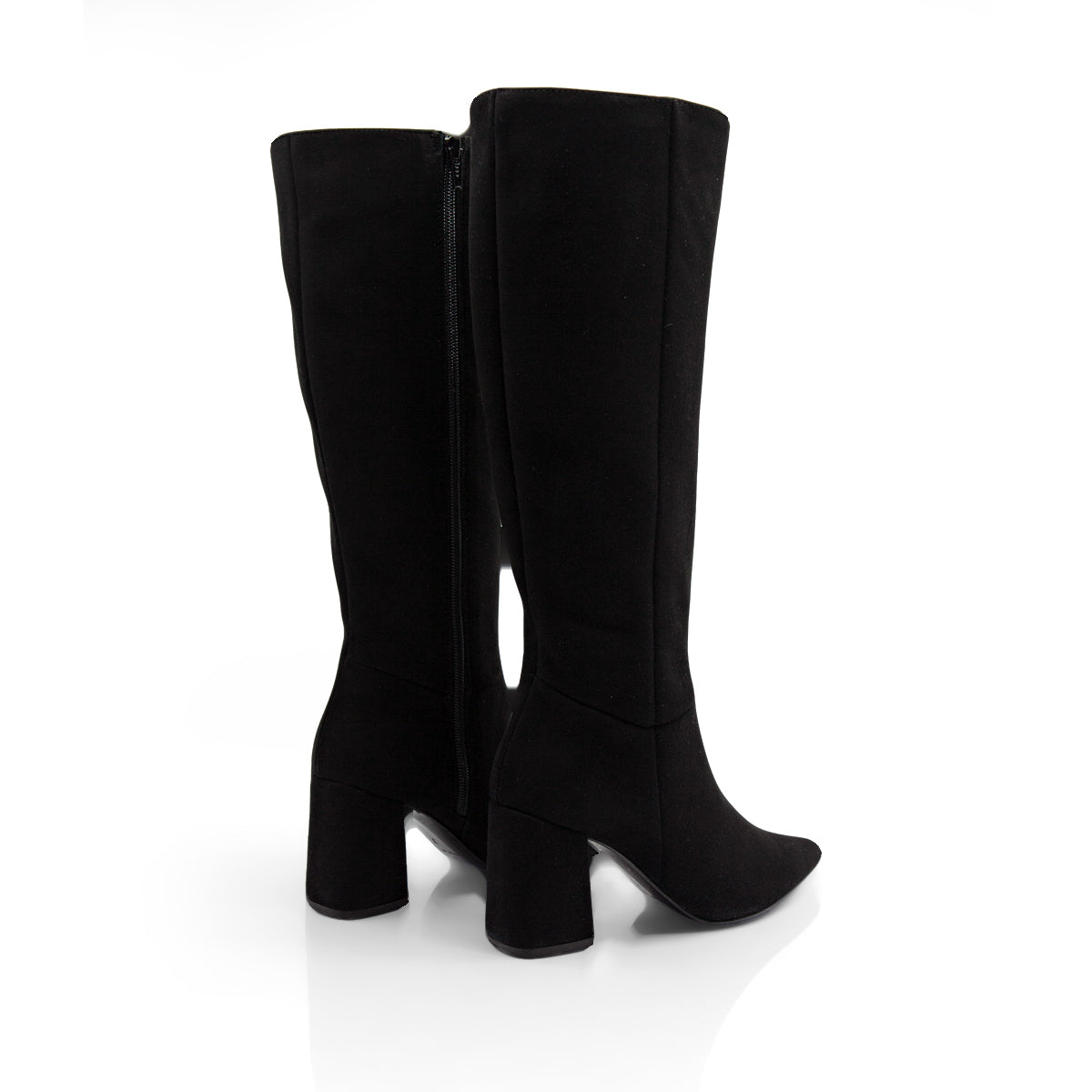 Figini - Stivali a punta con tacco 7cm in camoscio nero - Figini Milano