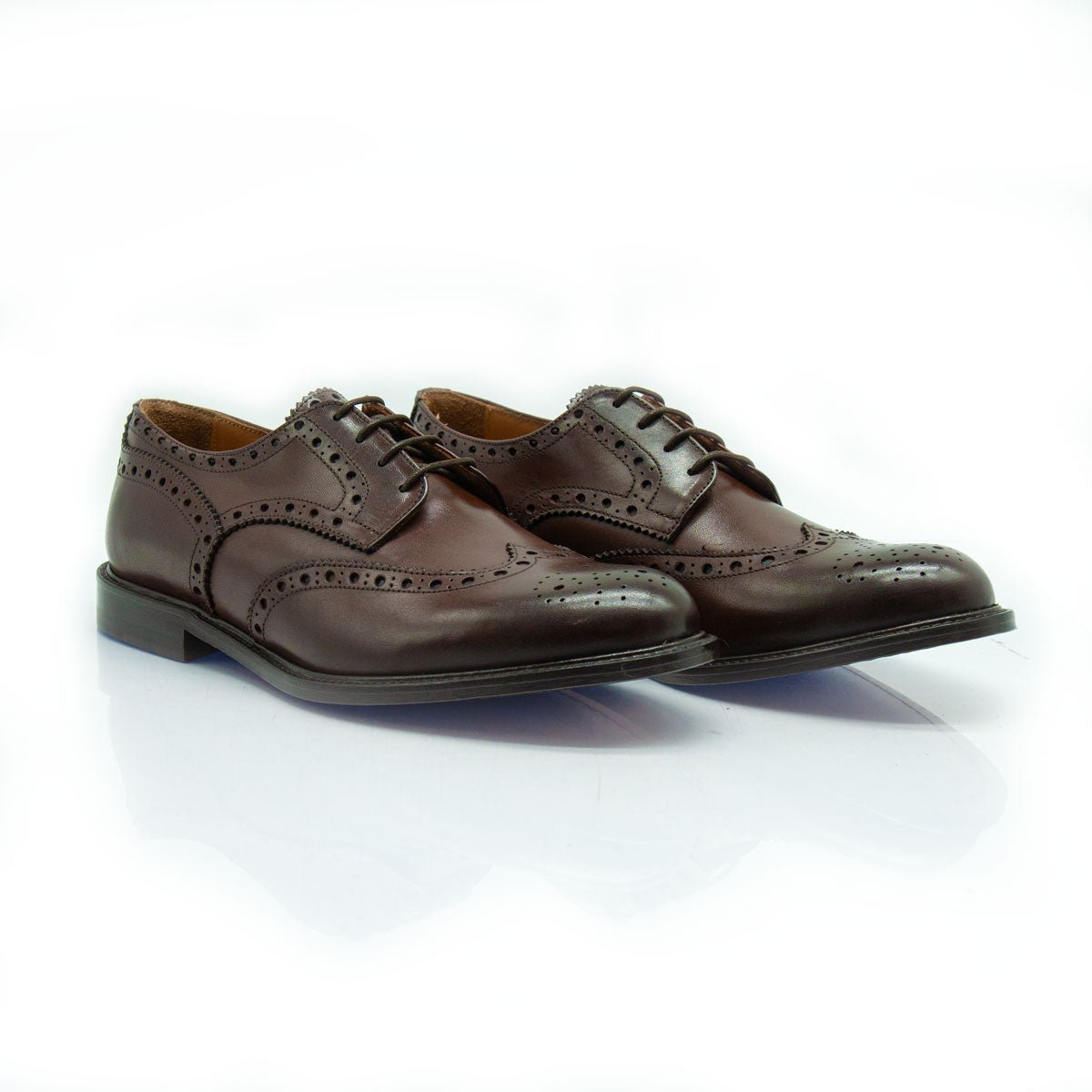 Figini - Stringate Derby Brogue in Vitello Anticato Marrone - Figini Milano