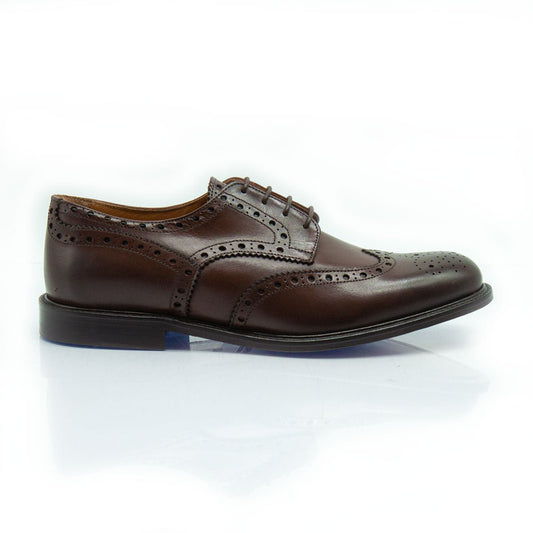 Figini - Stringate Derby Brogue in Vitello Anticato Marrone - Figini Milano