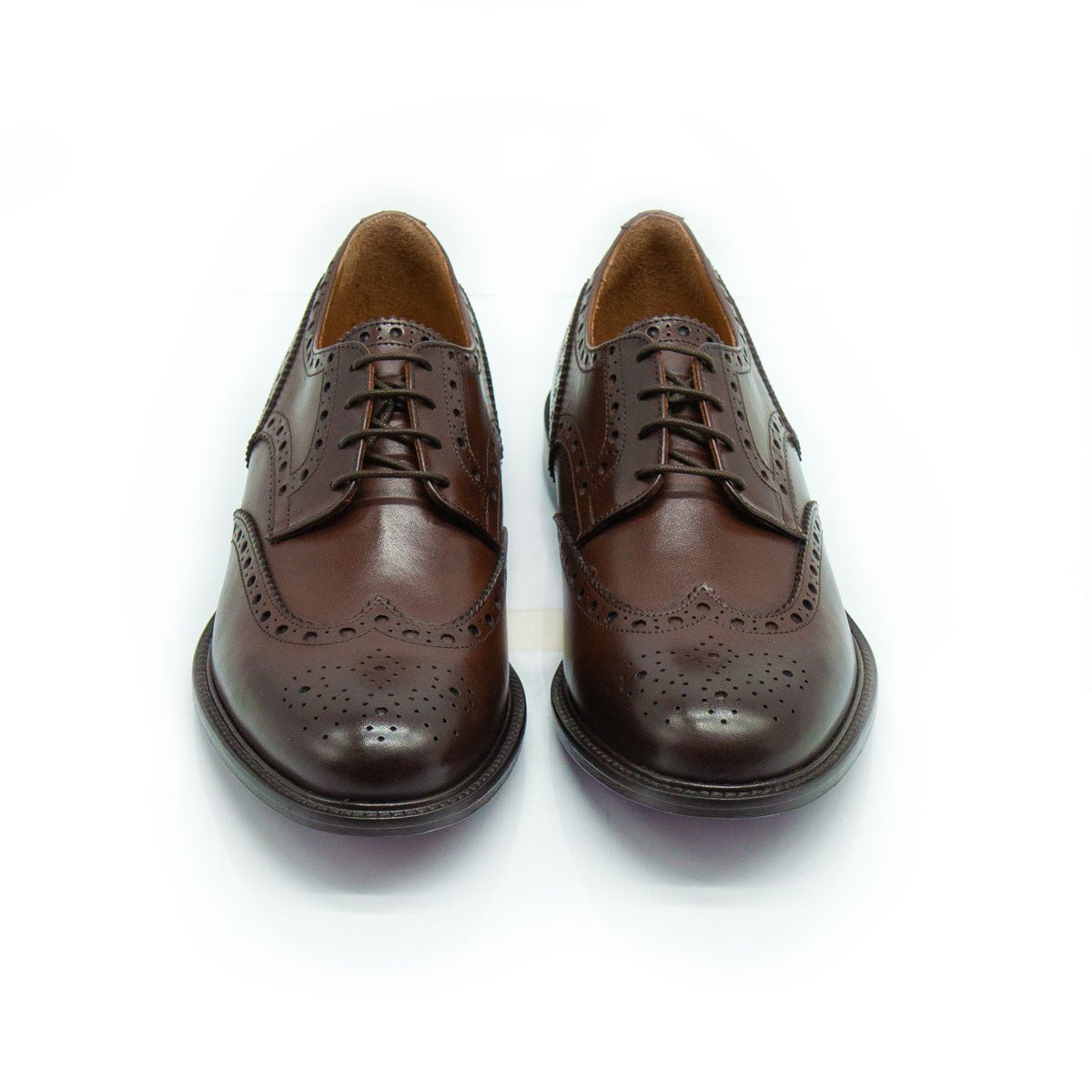 Figini - Stringate Derby Brogue in Vitello Anticato Marrone - Figini Milano