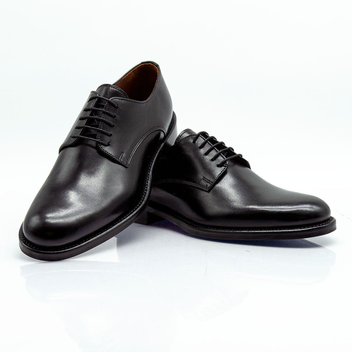 Figini - Stringate Derby Classiche in Vitello Nero - Figini Milano