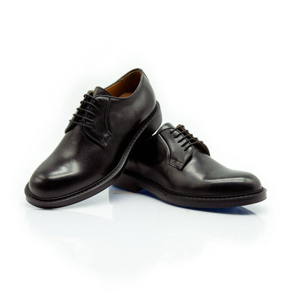 Figini - Stringate Derby con plantare e fondo gomma in vitello nero - Figini Milano