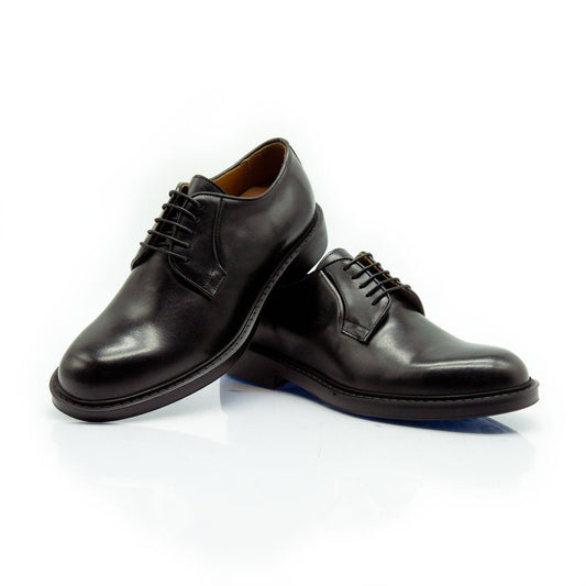 Figini - Stringate Derby con plantare e fondo gomma in vitello nero - Figini Milano