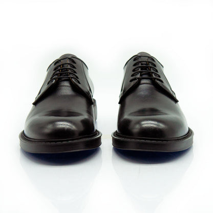 Figini - Stringate Derby con plantare e fondo gomma in vitello nero - Figini Milano