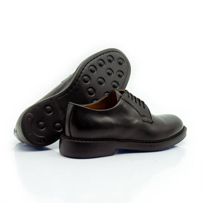 Figini - Stringate Derby con plantare e fondo gomma in vitello nero - Figini Milano