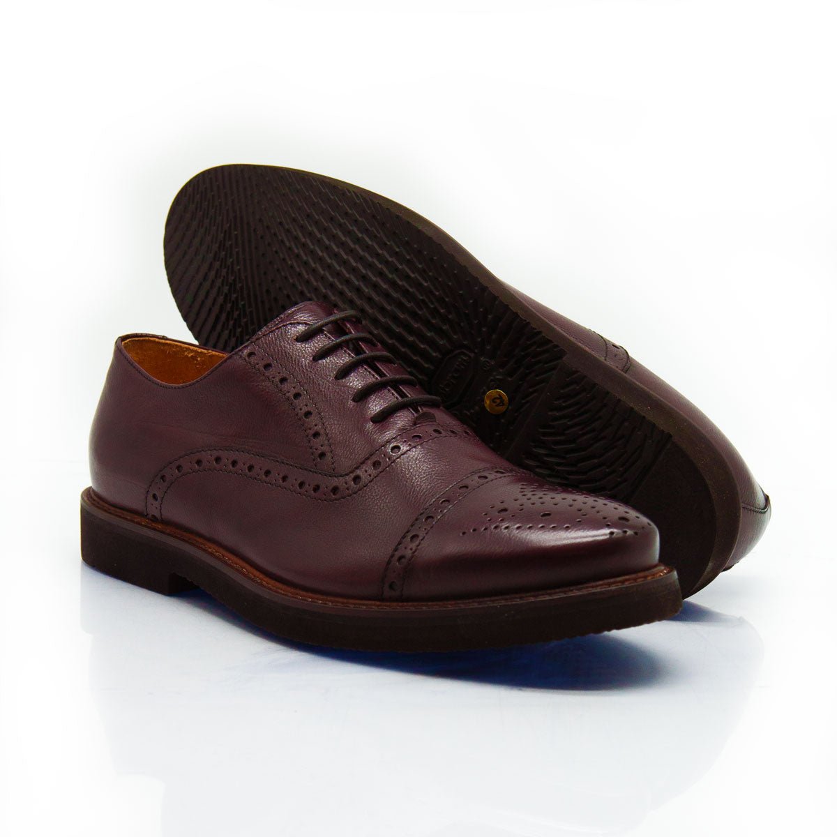 Figini - Stringate francesine brogue extralight in vitello bottalato bordeaux - Figini Milano