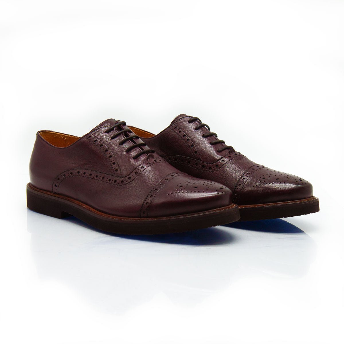 Figini - Stringate francesine brogue extralight in vitello bottalato bordeaux - Figini Milano