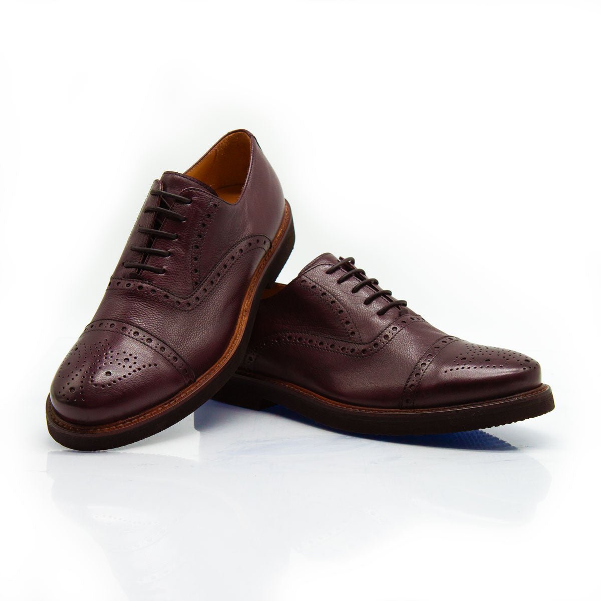 Figini - Stringate francesine brogue extralight in vitello bottalato bordeaux - Figini Milano