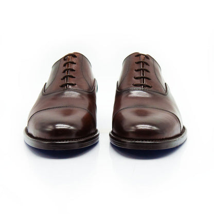 Figini - Stringate Francesine classiche con fondo cuoio in vitello anticato marrone - Figini Milano