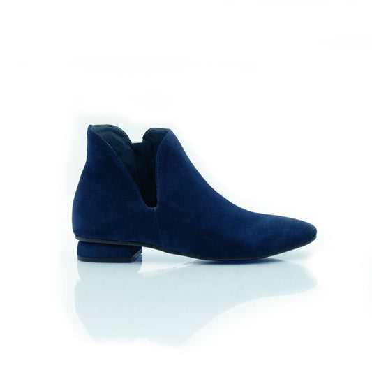 Figini - Tronchetto guanto aperto in caviglia con tacco di 2 cm in camoscio blu - Figini Milano
