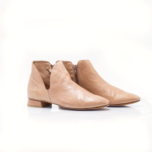 Figini - Tronchetto guanto aperto in caviglia con tacco di 2 cm in nappa nude - Figini Milano