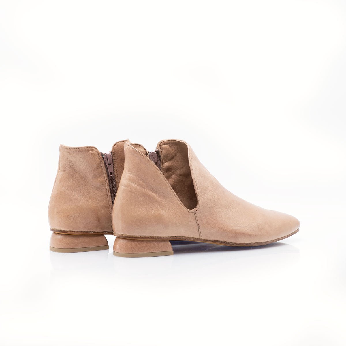 Figini - Tronchetto guanto aperto in caviglia con tacco di 2 cm in nappa nude - Figini Milano