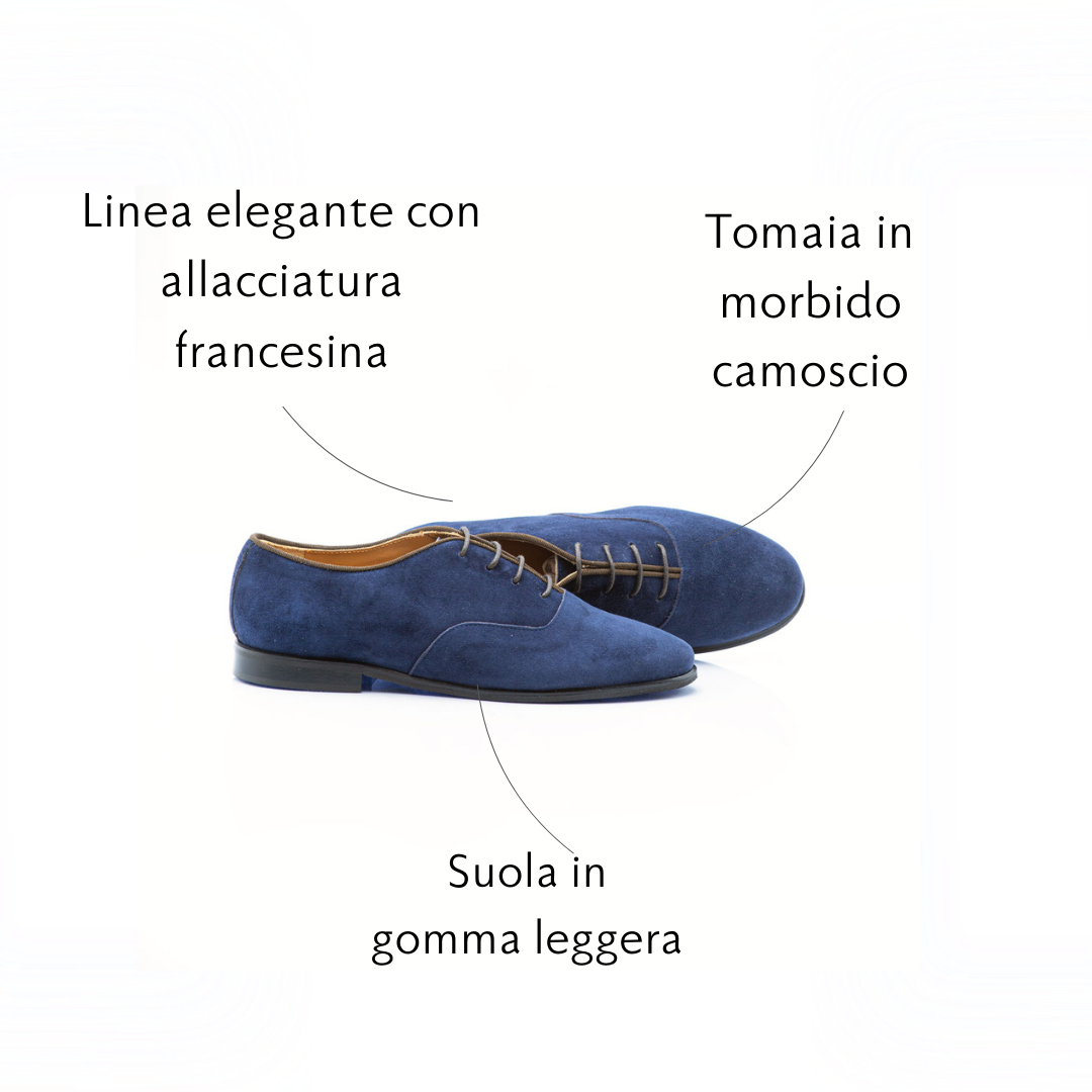 Figini- Blue Suede Orford Lace-up